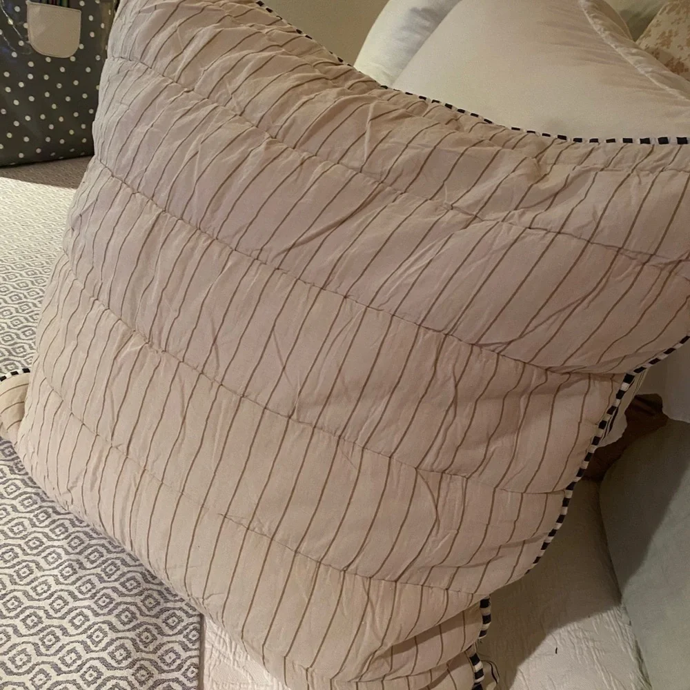 West Elm Cotton Quilted Striped Euro Sham Taupe​​​​​​​​​